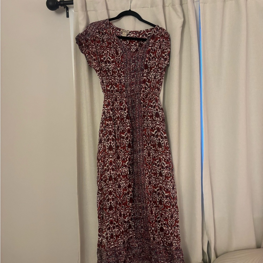 Lucky Brand Red Sheath Maxi Dress Crew Neck